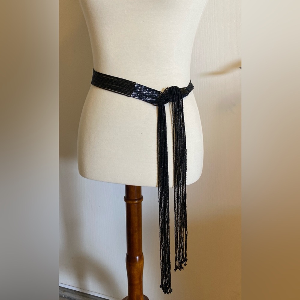 BCBG Elegant Black Beaded Belt / Necklace